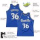 Men's Custom Blue White-Black Authentic Throwback Basketball Jersey