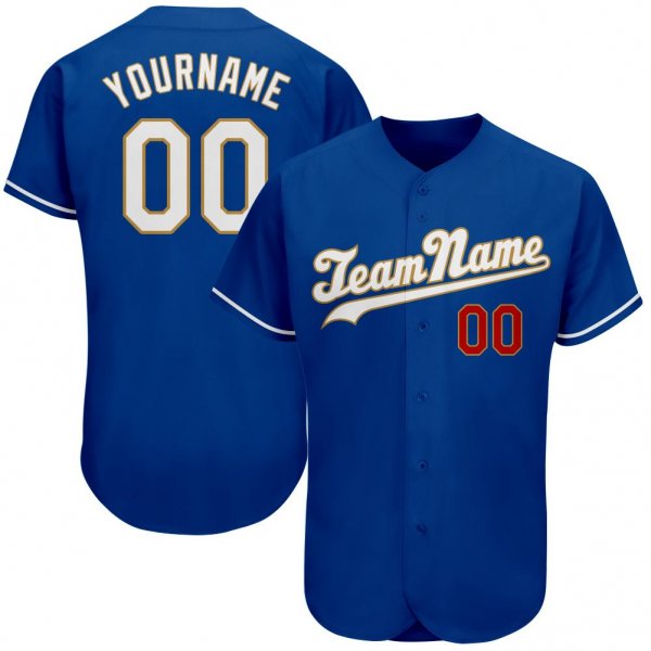 Men's Custom Royal White-Old Gold Authentic Baseball Jersey