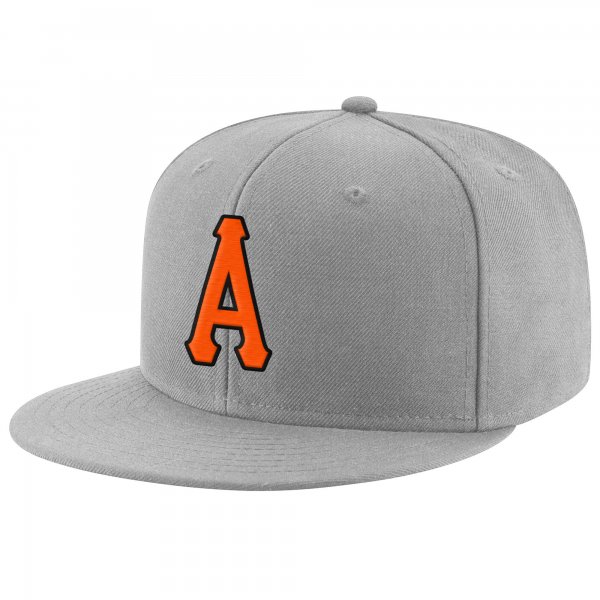 Custom Gray Orange-Black Stitched Adjustable Snapback Hat