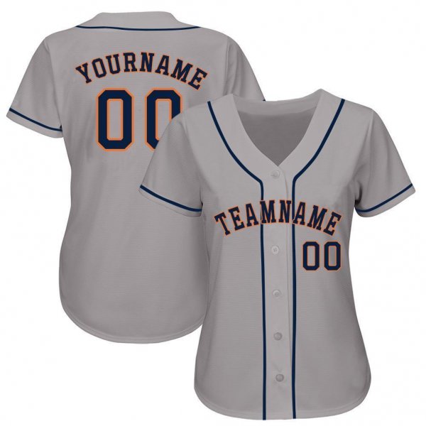 Men's Custom Gray Navy-Orange Baseball Jersey