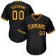 Men's Custom Black Gold Authentic Throwback Rib-Knit Baseball Jersey Shirt