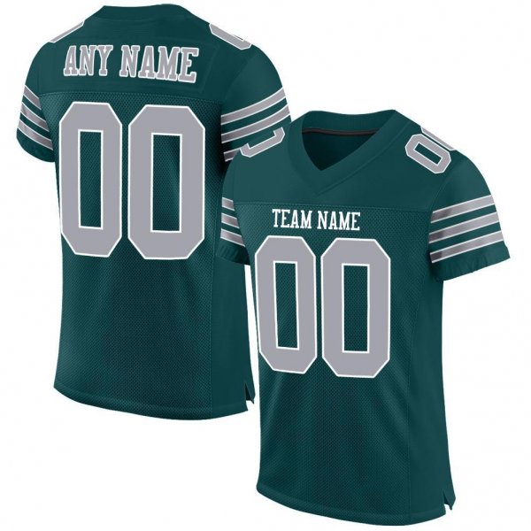 Men's Custom Midnight Green Gray-White Mesh Authentic Football Jersey