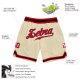 Men's Custom Cream Red-Black Authentic Throwback Basketball Shorts