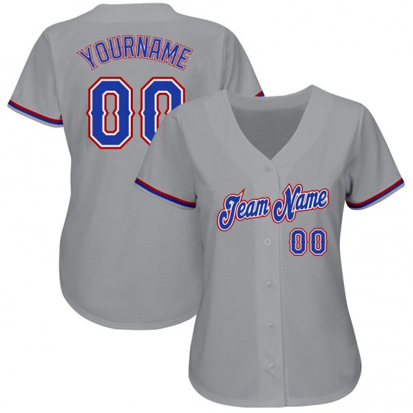 Men's Custom Gray Royal-Red Authentic Baseball Jersey