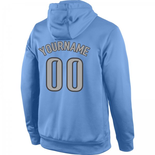 Men's Custom Stitched Light Blue Gray-Navy Sports Pullover Sweatshirt Hoodie