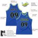 Men's Custom Blue Black-Neon Green Authentic Throwback Basketball Jersey