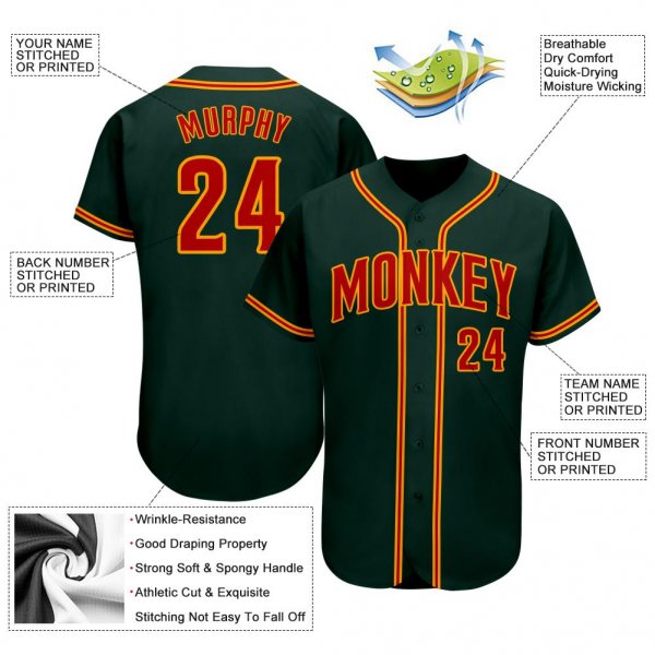 Men's Custom Green Red-Gold Authentic Baseball Jersey