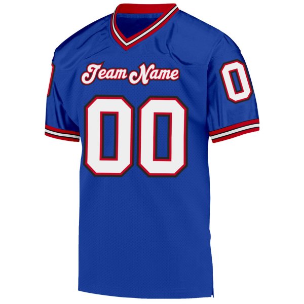 Men's Custom Royal White-Red Mesh Authentic Throwback Football Jersey