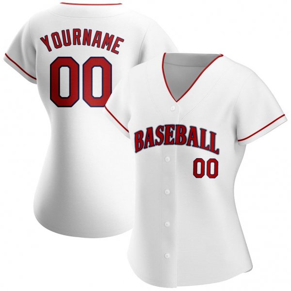 Men's Custom White Red-Navy Authentic Baseball Jersey