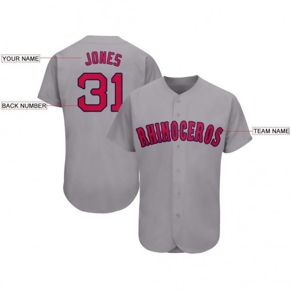 Men's Custom Gray Red-Navy Baseball Jersey