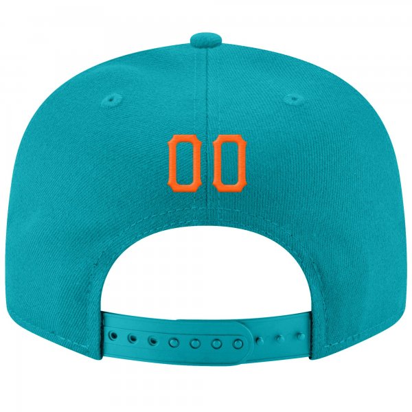 Custom Aqua Orange-White Stitched Adjustable Snapback Hat