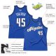 Men's Custom Blue White-Black Authentic Throwback Basketball Jersey