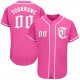 Men's Custom Pink White-Gray Authentic Baseball Jersey