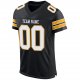 Men's Custom Black White-Gold Mesh Authentic Football Jersey