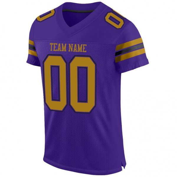 Men's Custom Purple Old Gold-Black Mesh Authentic Football Jersey