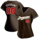 Men's Custom Brown Red-White Authentic Baseball Jersey