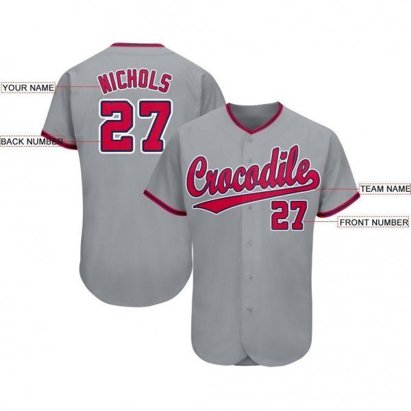 Men's Custom Gray Red-Navy Baseball Jersey