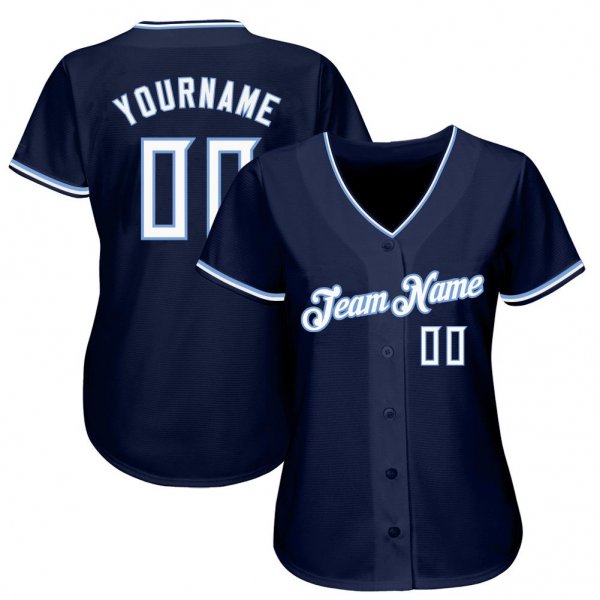 Men's Custom Navy White-Light Blue Authentic Baseball Jersey