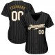 Men's Custom Black White Pinstripe White-Old Gold Authentic Baseball Jersey