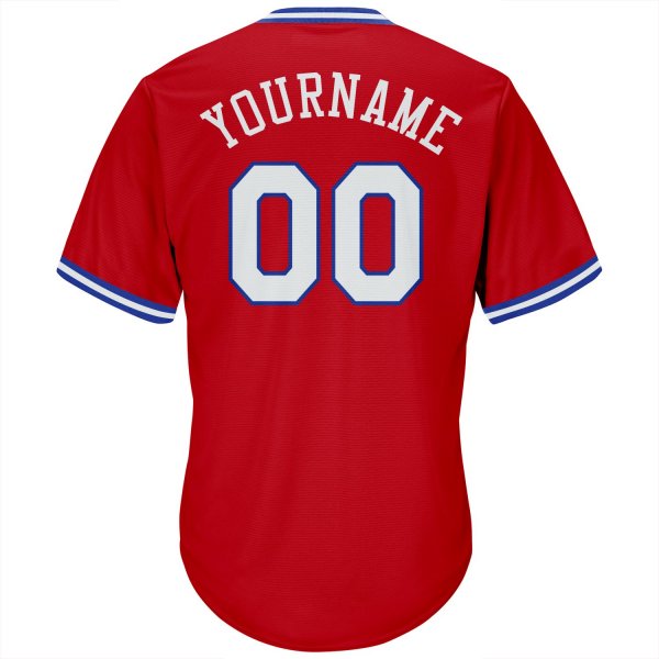 Men's Custom Red White-Royal Authentic Throwback Rib-Knit Baseball Jersey Shirt