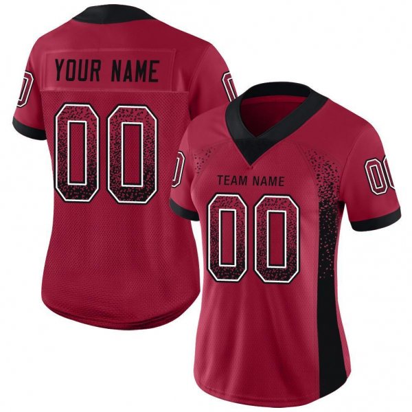 Men's Custom Cardinal Black-White Mesh Drift Fashion Football Jersey