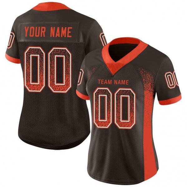 Men's Custom Brown Orange-White Mesh Drift Fashion Football Jersey