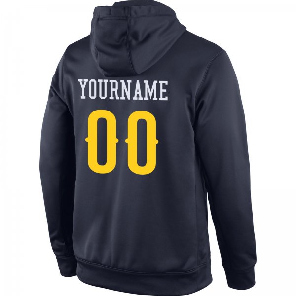 Men's Custom Stitched Navy Gold-White Sports Pullover Sweatshirt Hoodie