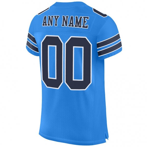 Men's Custom Powder Blue Navy-White Mesh Authentic Football Jersey