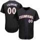 Men's Custom Black White-Purple Authentic Baseball Jersey