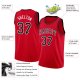 Men's Custom Red Black-White Round Neck Rib-Knit Basketball Jersey