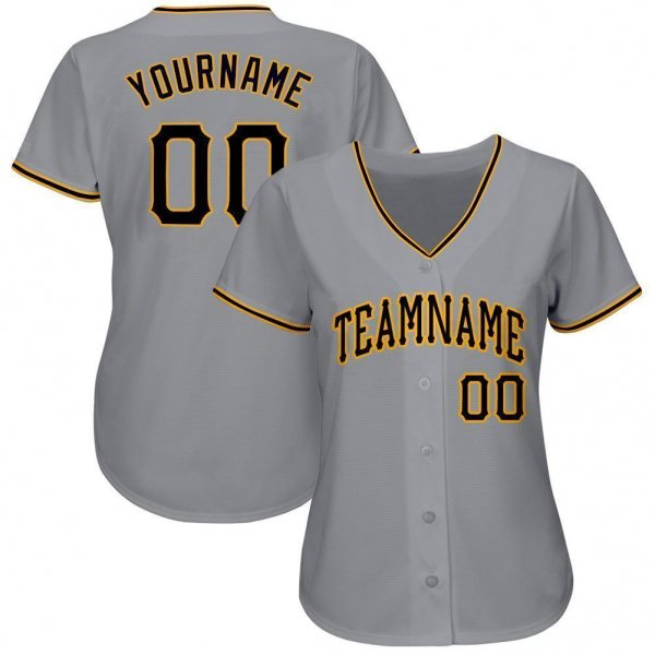 Men's Custom Gray Black-Gold Baseball Jersey