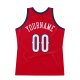 Men's Custom Red White-Navy Authentic Throwback Basketball Jersey