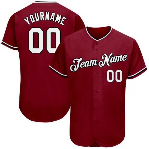 Men's Custom Crimson White-Black Authentic Baseball Jersey