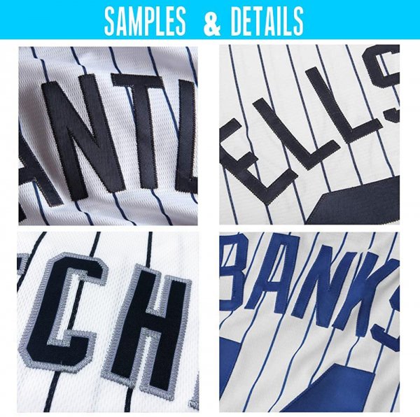 Men's Custom White Light Blue Pinstripe Light Blue-Red Authentic Baseball Jersey