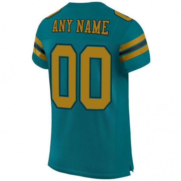 Men's Custom Teal Old Gold-Black Mesh Authentic Football Jersey