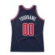 Men's Custom Navy Red-White Authentic Throwback Basketball Jersey