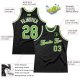 Men's Custom Black Neon Green-White Authentic Throwback Basketball Jersey