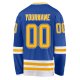 Men's Custom Blue Gold-Cream Hockey Jersey