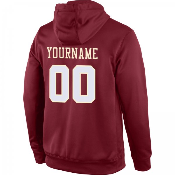 Men's Custom Stitched Burgundy White-Cream Sports Pullover Sweatshirt Hoodie