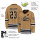 Men's Custom Old Gold Black-Gray Hockey Jersey