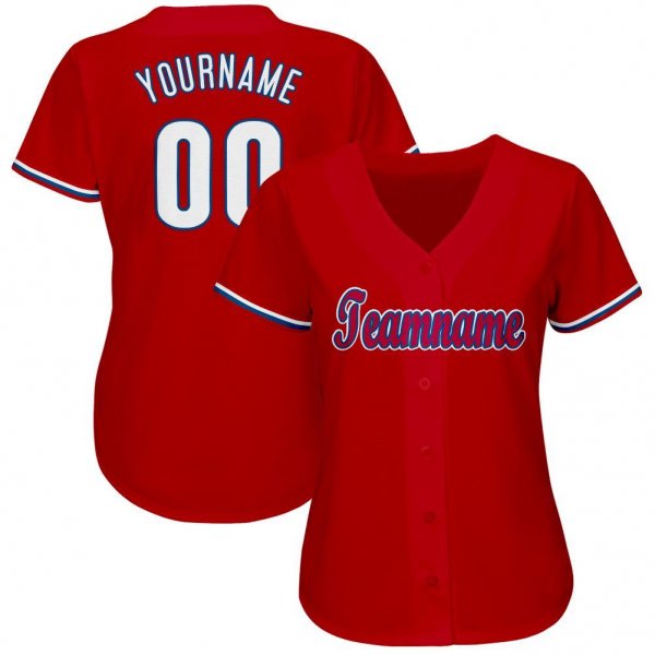 Men's Custom Red White-Royal Baseball Jersey