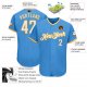 Men's Custom Powder Blue White-Gold Authentic Baseball Jersey