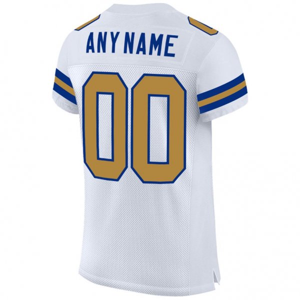 Men's Custom White Old Gold-Royal Mesh Authentic Football Jersey