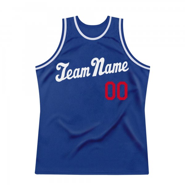 Men's Custom Royal White-Red Authentic Throwback Basketball Jersey