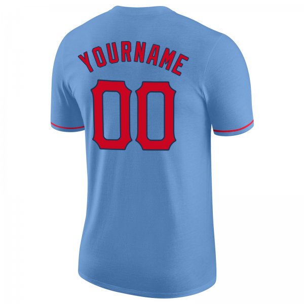 Men's Custom Light Blue Red-Navy Performance T-Shirt