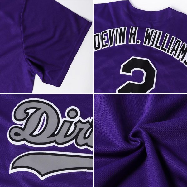 Men's Custom Purple White-Gold Authentic Throwback Rib-Knit Baseball Jersey Shirt