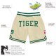 Men's Custom Cream Kelly Green-White Authentic Throwback Basketball Shorts