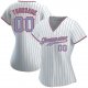 Men's Custom White Light Blue Pinstripe Light Blue-Red Authentic Baseball Jersey