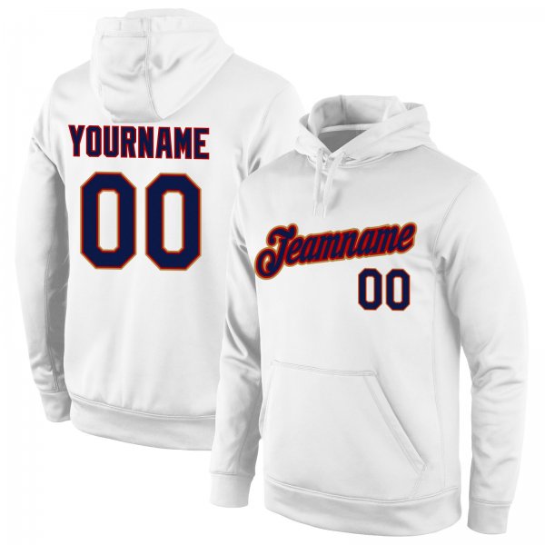 Men's Custom Stitched White Navy-Old Gold Sports Pullover Sweatshirt Hoodie