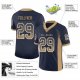 Men's Custom Navy Old Gold-White Mesh Drift Fashion Football Jersey